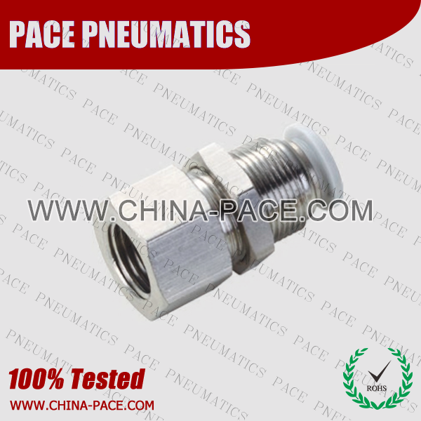 Female bulkhead Grey Color Pneumatic Fittings, White Push To Connect Fittings, Air Fittings, white color push in fittings, Push In Air Fittings, Composite Push In Fittings, Polymer push to connect Fittings, Air Flow Speed Control valve, Hand Valve, pneumatic component